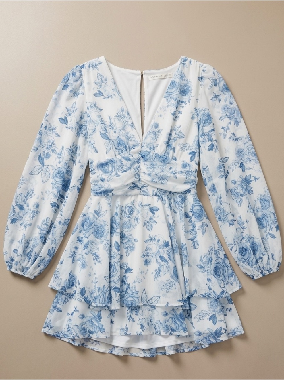Altar'd State Blue Floral Long Sleeve Romper/Dress Size Medium